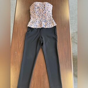 Sachin Babi Noir Floral Appliqué Peplum Jumpsuit - Black